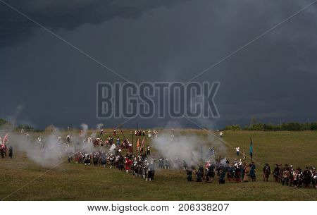 PALMANOVA ITALY - SEPTEMBER 03: Historical Groups dressed in ancient clothes during the historical Reenactment a.d. 1615 on September 03 2017