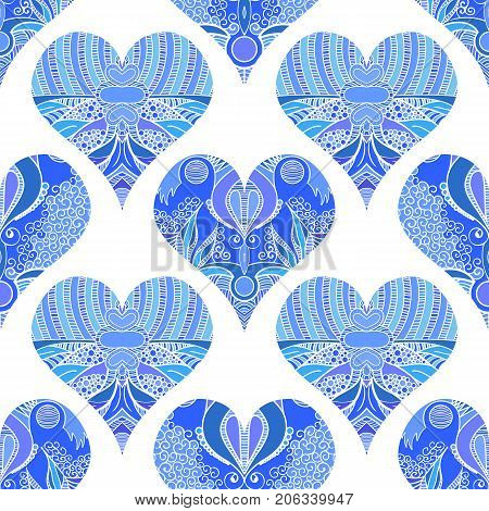 Beautiful decorative vector seamless pattern with hearts. Romantic love valentine design. Retro vintage texture for wallpapers pattern fills web page backgrounds