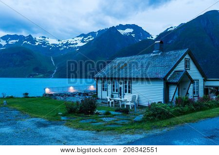 Urke village and Hjorundfjorden fjord