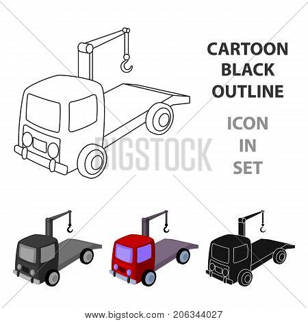Tow truck icon in cartoon design isolated on white background. Parking zone symbol stock vector illustration.