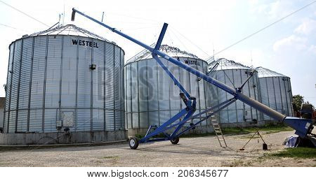 Chortkiv - Ternopil - Ukraine - July 26 2016. Silos for storing grain 1000 tons each in the agricultural firm 