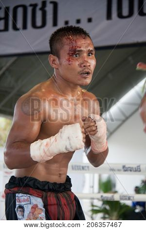Songkhla Thailand - June 28 : Muay Chaiya fight on june 28 2012 in songkhla Thailand (Muay Chaiya is a style of traditional Thai boxing)