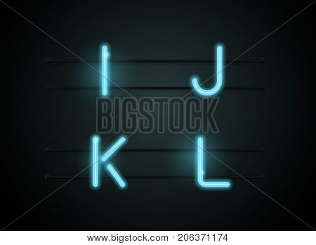 Neon Light sign Alphabet Vector Font. Type letters Neon tube background. Glowing Neon Bar Alphabet. Realistic style