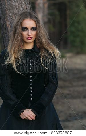 Portrait Of A Girl With Bright Make-up.