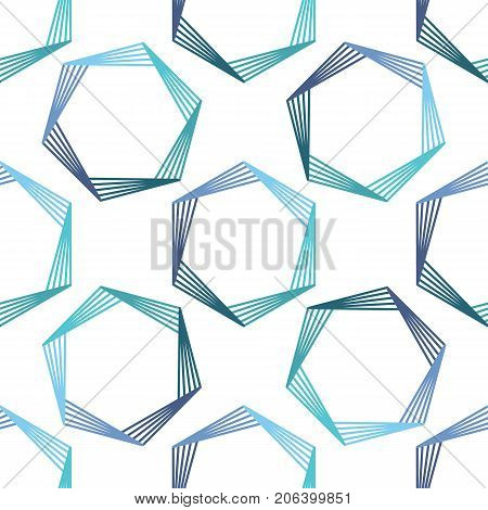 Geometry hexagon line seamless pattern in vector in white green Turquoise blue black