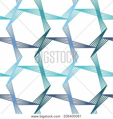 Geometry hexagon line seamless pattern in vector in white green Turquoise blue black