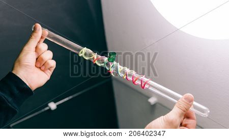 Glass Bongs For Smoking Weed Close-up Soft Focus. Smoking Accessories Marijuana