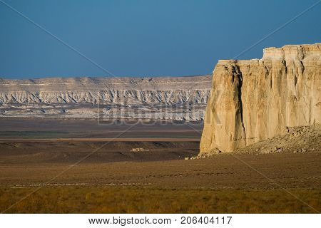 Cliff on the edge of the Ustiurt plateau, Kazakhstan.
