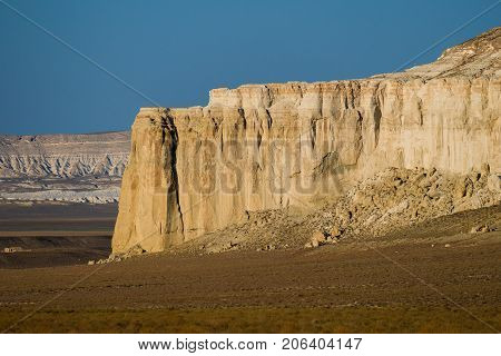 Cliff on the edge of the Ustiurt plateau, Kazakhstan.