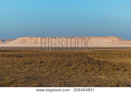 Cliff on the edge of the Ustiurt plateau, Kazakhstan.