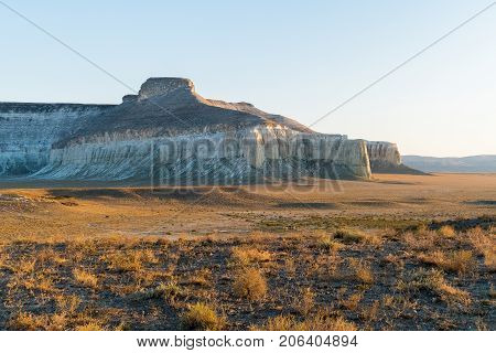 Cliff on the edge of the Ustiurt plateau, Kazakhstan.