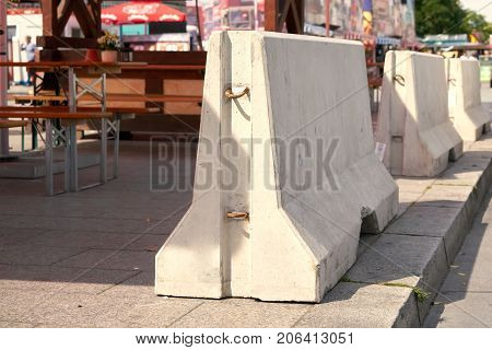Barriers of  Concrete for counterterrorism at Breitscheidplatz in Berlin