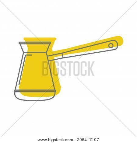 Yellow Cezve In Doodle Style Icons Vector Illustration For Design And Web Isolated On White
