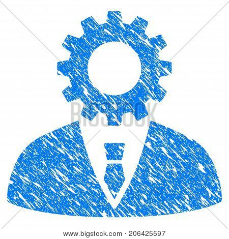 Grunge Soulless Official Bureaucrat icon with grunge design and unclean texture. Unclean vector blue Soulless Official Bureaucrat pictogram for rubber seal stamp imitations and watermarks.