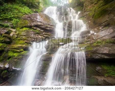 Beautiful place Shipot waterfall in the Carpathians, Ukraine