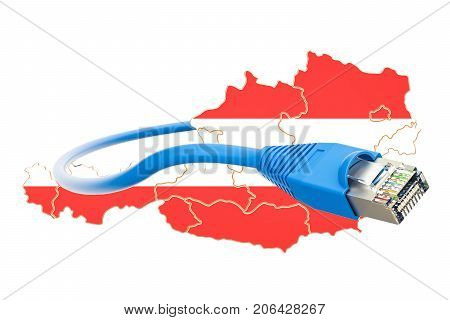 Internet connection in Austria concept. 3D rendering isolated on white background