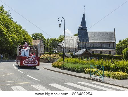 Sainte Marguerite sur Mer France - July 09 2015: Banette Vehicle during the passing of Publicity Caravan before the stage 6 of Le Tour de France 2015 on 09 July 2015. Banette is the leading brand for the artisan bread in France.