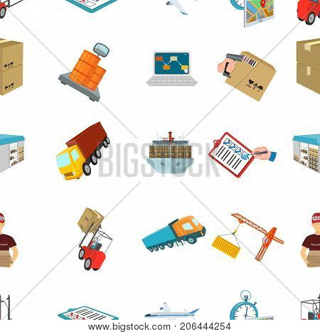 Forklift, cargo plane, goods, documents and other items in the delivery and transportation. Logistics and delivery set collection icons in cartoon style isometric vector symbol stock illustration .