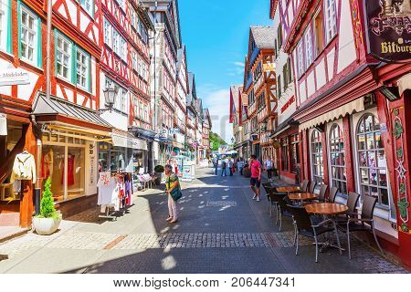 Shopping Street In The Old Town Of Herborn, Germany