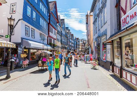 Shopping Street In The Old Town Of Herborn, Germany