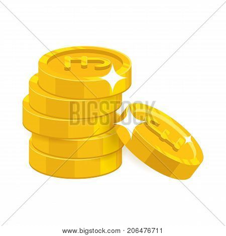 Heap gold coins. Thesaurus, savings opportunity, income and payments. Business finance and economy concept. Cartoon vector illustration isolated on white background
