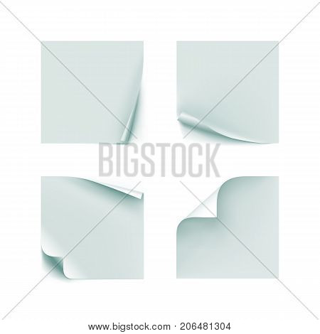 Post note paper sheets or sticky stickers. Set of realistick post office memo. Set of stickers vector illustration