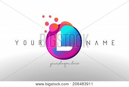 L Dots Letter Logo With Bubbles. A Letter Design Vector With Vibtant Colored Particles.