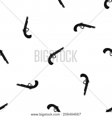 Gun pattern repeat seamless in black color for any design. Vector geometric illustration