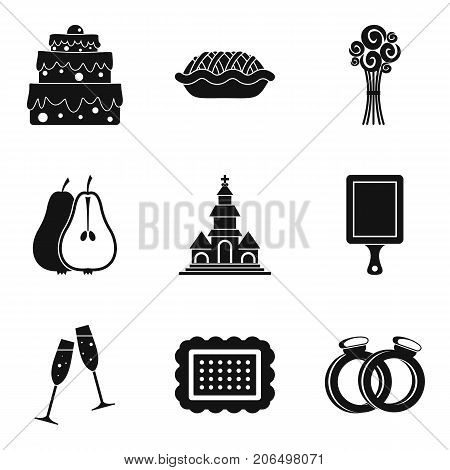 Solemnize icons set. Simple set of 9 solemnize vector icons for web isolated on white background