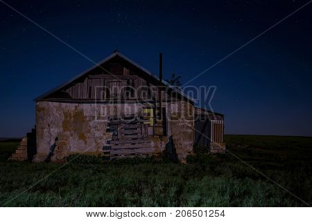 Abandoned haunted house for night horror scene