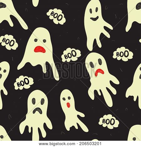 Chost Boo. Bright cartoon pattern. Black and white