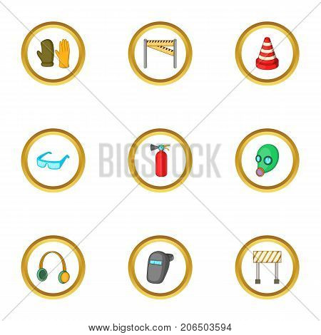 Road working icons set. Cartoon style set of 9 road working vector icons for web design
