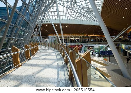 Kuala Lumpur Malaysia - July 22 2017: Inside of Kuala Lumpur International Airports (KLIA) terminal in Malaysia