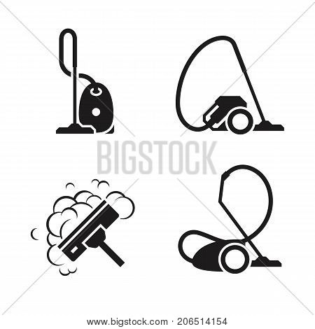 Vacuum cleaner icons set. Black on a white background