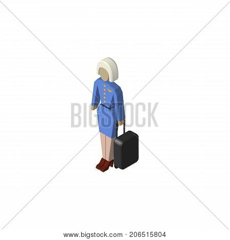 Hostess Vector Element Can Be Used For Hostess, Lady, Stewardess Design Concept.  Isolated Stewardess Isometric.