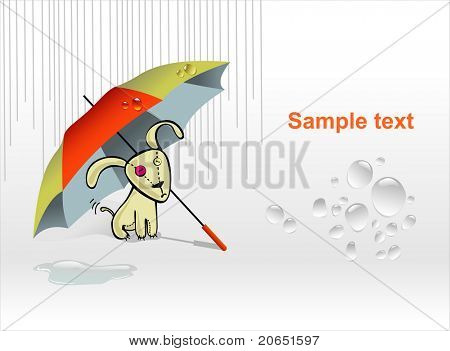 Parapluie protéger le chiot de la pluie