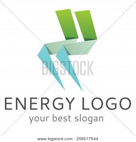 Vector logo with paper made lightning energy