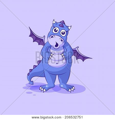 Vector Stock Illustration isolated Emoji character cartoon dragon dinosaur surprised with big eyes sticker emoticon for site, info graphics, video, animation, websites, mail, newsletters, reports
