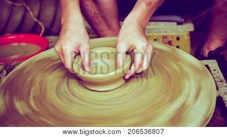 Pottery hand make up potterywares. Pottery is the ceramic material which makes up potterywares