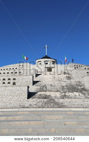 Vicenza, Vi, Italy - December 8, 2015: War Memorial Of First War World Called Ossario Monte Grappa W