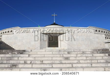 Vicenza, Vi, Italy - December 8, 2015: War Memorial Of First War World Called Ossario Monte Grappa T