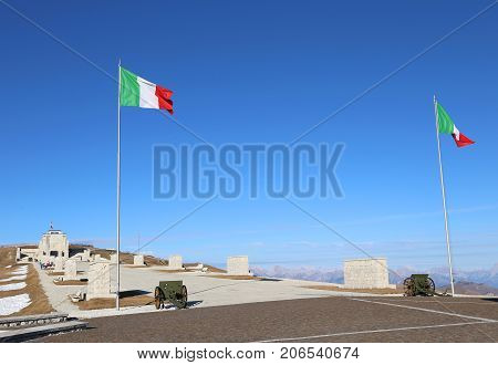 Vicenza, Vi, Italy - December 8, 2015: War Memorial Of First War World Called Ossario Monte Grappa.