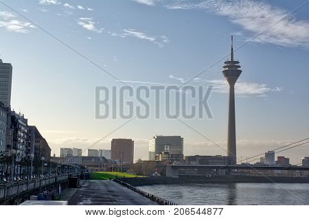 Dsseldorf Fernsehturm Landscape Germany City Bridge Europe Travel