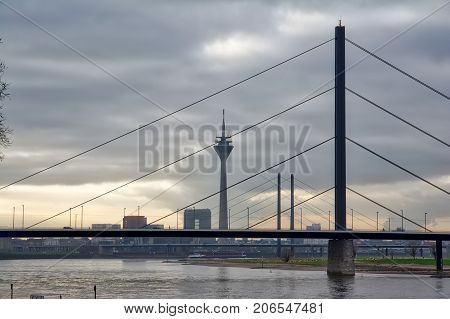 Dsseldorf Fernsehturm Landscape Germany City Bridge Europe Travel