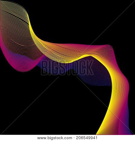 set abstract color wave smoke transparent smooth vector lines