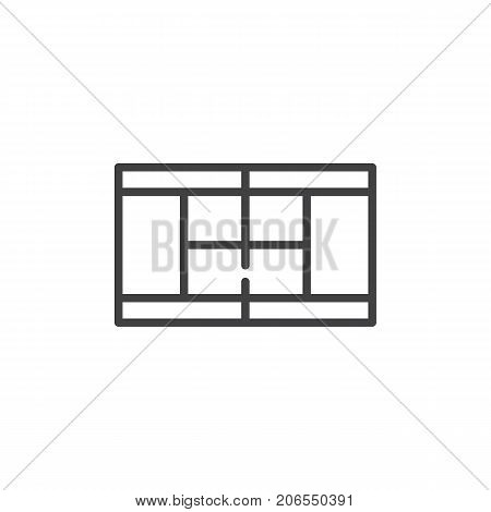 Tennis court line icon, outline vector sign, linear style pictogram isolated on white. Symbol, logo illustration. Editable stroke