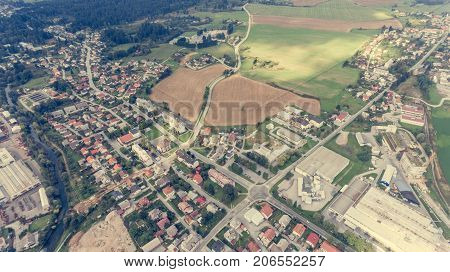 Aerial view of a town. Kocevje in Slovenia.