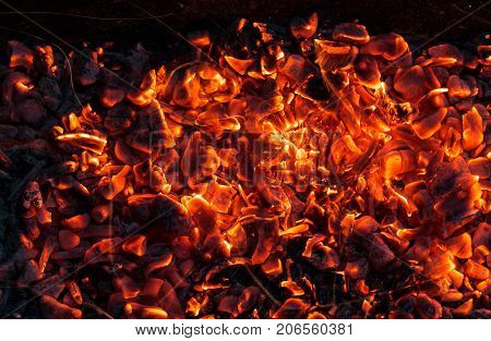 abstract background of burning coals . Photo of an abstract texture