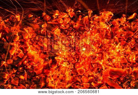 abstract background of burning coals . Photo of an abstract texture
