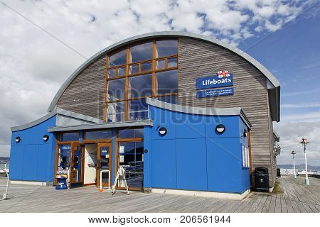 Swansea, UK: September 10, 2016: The New Lifeboat Station at Swansea Pier.